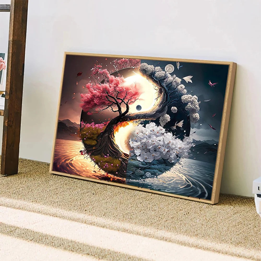 Huacan – Obraz Diamentowy 5D Taichi Yin Yang | Pejzaż | DIY