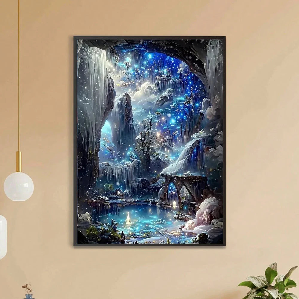 Starry Falls – Diamentowy Obraz 5D z Wodospadem | Pełna Mozaika DIY | Dekoracja Domowa