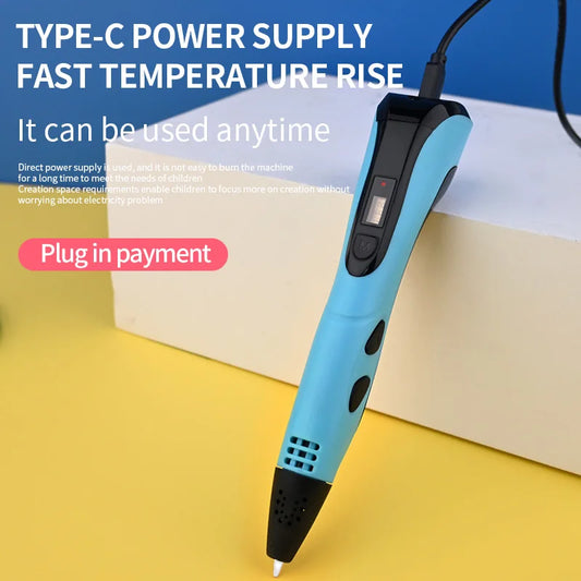 Długopis 3D JuniorCare z Ekranem LCD + Etui | Filament PLA 1.75 mm | Zestaw Kreatywny dla Dzieci