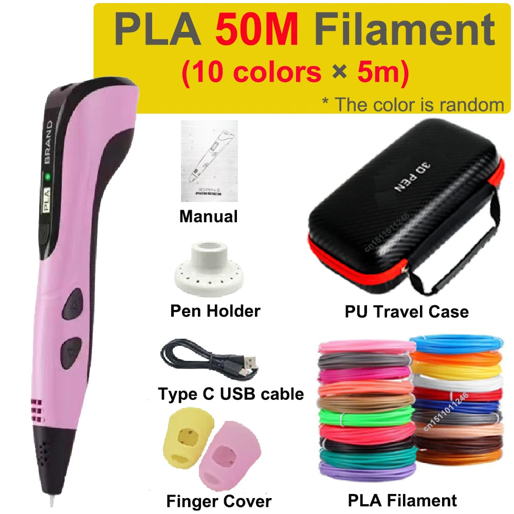 Długopis 3D JuniorCare z Ekranem LCD + Etui | Filament PLA 1.75 mm | Zestaw Kreatywny dla Dzieci