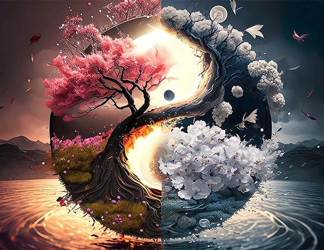 Huacan – Obraz Diamentowy 5D Taichi Yin Yang | Pejzaż | DIY